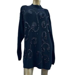 Silk/Angora blend Y2K Vintage Sheridan Square Bead/Sequin embellished Sweater 2X